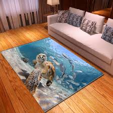 The grace and dignity of the sea turtle creates a bathroom theme that is relaxing and beautiful. 3d Parlor Area Rug Ocean Sea Turtle Pattern Children Room Decor Play Mat Bedside Rug Soft Flannel Carpet For Home Living Room Carpet Aliexpress