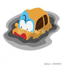 自動車保険対象車 水没事故 イラスト どんより 素材 イラスト