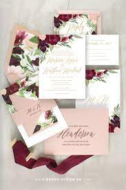 Burgundy Blush Floral Invitations Burgundy And Blush Wedding Etsy Rose Wedding Invitations Pink And Burgundy Wedding Blush Wedding Invitations