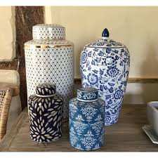 Shipping costs will be calculated at checkout. Blue And Ivory Petal Ginger Jar