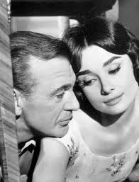 Gary Cooper, his daughter Maria Cooper, and Audrey Hepburn during  production of Love in the Afternoon (1957)