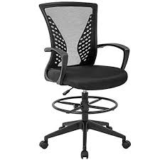 Due to the height factor, drafting chairs shouldn't be u. Drafting Chair Tall Office Chair Standing Desk Chair Adjustable Height With Arms Foot Rest Back Support Rolling Swivel Desk Chair Mesh Drafting Stool For Adults Black Buy Online In Angola At Angola Desertcart Com Productid