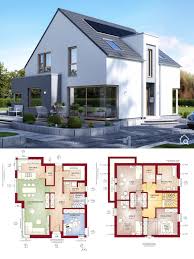 Einfamilienhaus Neubau Modern Mit Satteldach Ohne Dachuberstand Zwerchgiebel 5 Zimmer Grundriss 165 Qm M Haus Grundriss Hausbau Grundriss Offener Grundriss