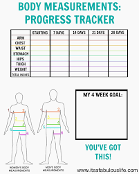 Body Measurement Chart To Track Weight Loss Printable Weight