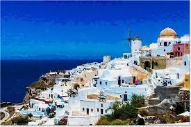 Zoek je goedkope vliegtickets naar santorini in griekenland? Bol Com Graphic Message Tuinschilderij Op Outdoor Canvas Santorini Griekenland Landschap