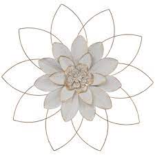 This metal wall decor is an easy way to bring some coastal design to your home. White Gold Flower Metal Wall Decor Hobby Lobby 1810456 Gold Flowers Metal Walls Metal Wall Decor