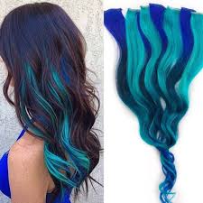 Blue turquoise that contains copper can change from a light blue to a dark green. Ombre Turquoise Teal Blue Tip Dyed Hair Extension Teal Etsy