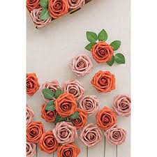 Shop wayfair for all the best floral arrangements orange faux flowers. Amazon Com Ling S Moment Artificial Flowers Burnt Orange Warm Taupe Roses 25pcs Real Looking Fake Roses W Stem For Diy Wedding Bouquets Centerpieces Arrangements Party Baby Shower Home Decorations Home Kitchen