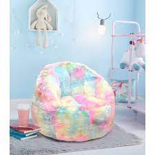 Check out our full line of bean bag chairs for more styles and fabric choices! Heritage Club Rainbow Faux Fur Bean Bag Chair Pastel Tie Dye Walmart Com Walmart Com