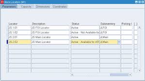 oracle ebs inventory define locators organization