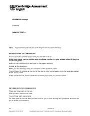 Business Vantage Listening Sample Paper 2 Tapescript Pdf 1 Cambridge Assessment English Business Vantage U2013 Test Of Listening Sample Test 2 To Be Course Hero
