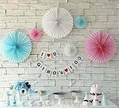 Sorive Pack Of 6 Wedding Decoration Crafts Decorative Fold Tissue Paper Fan Flower Wedding Garland Party Hanging Decoration White Auqa Blue Pink Paper Crafts Wedding Paper Crafts Diy Paper Crafts