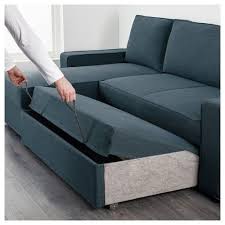 Vilasund Slaapbank Met Chaise Longue Hillared Donkerblauw Ikea Slaapbank Ikea Bed Bedden Opslag