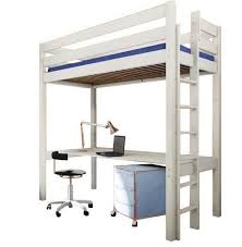Maxtrix kids high loft bed (shown with desk & bookcase, white) (41) a cool practical bunk bed for kids. Loft Bed Made Of Solid Wood 200x90 Cm With Desk Ladder Right And Slatted Frame Negro Buy Bunk Beds At Low Prices