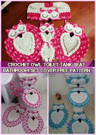 As you can see from the pictures below, the design and the colors used in the crochet owls are so beautiful, which can really make your bathroom very special. Diy Crochet Owl Toilet Tank Seat Bathroom Set Cover Free Pattern