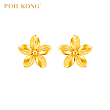 Tengok time kat hand phone ajela. Poh Kong Karya Anggun 916 22k Yellow Gold Bunga Melur Earrings 2020