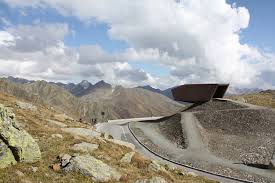 View on the 2,509 m high timmelsjoch, the highest road border crossing in austria. Timmelsjoch Experience Architecture Museum Tyrol Austria