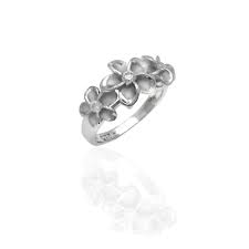 Queen Plumeria Silver Three Flower Ring Sterling Silver Three Queen Plumeria Ring Contains Cz Stones Center Plu Sterling Silver Rings Jewelry Hawaiian Jewelry