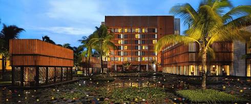 Tranquil lotus water bodies at ITC Sonar, AI generated