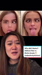 I couldn’t leave out the pouty face 👯‍♀️ #addisonrae #fyp #giulia  #nobeefonlychicken #doppelganger #lookalike #whodiditbetter #hypehouse  #poutyface