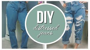 Whereas with skinny jeans, small rips over the knees, or a little distressing elsewhere is best (see heidi klum for inspiration). Thrifted Diy Distressed Mom Jeans Marley K Youtube