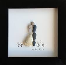 Pebble Art 5 By 5 By Medha Rode Unique Wedding Gift Bride And Groom Pebble Picture Pebble Art Best Gift For Bride Wedding Gifts For Bride And Groom