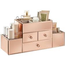 Amazon Com Beautify Large Mirrored Rose Gold Glass Jewelry Box Amp Cosmetic Makeup Organizer With 3 D Rose Gold Room Decor Rose Gold Bedroom Gold Room Decor