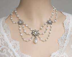 Wedding Pearl Necklace Victorian Bridal Vintage Bridal Etsy Vintage Bridal Necklace Victorian Wedding Jewelry Pearl Necklace Wedding