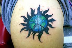 Small tribal peace turtle tattoo on left back shoulder. Pin By Nick Alvarez On Beautiful Earth Peace Tattoos Tattoos Peace Sign Tattoos