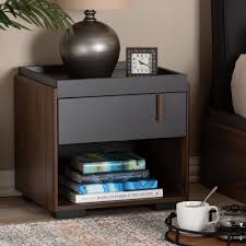 Gray room studio is a group of creative and ambitious people who believes in miracles. Baxton Studio Rikke Modern And Contemporary Two Tone Gray And Walnut Finished Wood 1 Drawer Nightstand Walmart Com Walmart Com