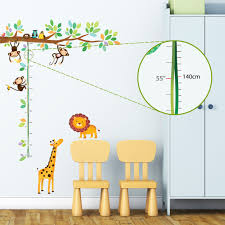 Little Monkeys Tree Animals Height Chart Wall Stickers