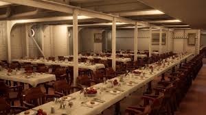 The room's dimensions were 118 feet wide by approximately 90 feet long and it was entered from the third class main hall and staircase. Titanic Tour Third Class Dining Saloon Youtube