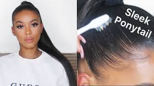 The blonde sleek ponytail with a metal holder is reminiscent of early 2000's pop stars like britney and christina. Sleek Ponytail Tutorial With Extension Angel Coco Youtube