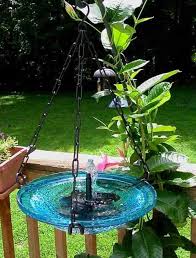 Bird Bath And Feeder With Solar Light Solar Bubbler Hanging Bird Bath Hanging Bird Bath Bird Bath Solar Fountain