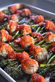 Sheet Pan Meatballs And Broccolini Whole30 Keto Nom Nom Paleo Recipe Cooking On A Budget Sheet Pan Recipes Paleo Dinner