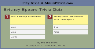 Put your film knowledge to the test and see how many movie trivia questions you can get right (we included the answers). Britney Spears Trivia Quiz