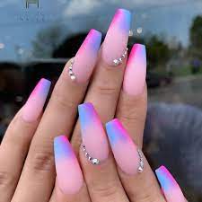 Pink And Purple Ombre Nails Glow Nails Ombre Acrylic Nails Best Acrylic Nails