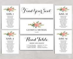 Wedding Seating Chart Template Header Signs And Table Signs