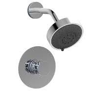 Phylrich 222-21/15BX043 Jolie 4 7/8 Inch Wall Mount Knob Handle Pressure  Balance Shower Set With Light Blue Accents, Burnished Nickel