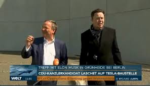Musk arrives in germany just days before german chancellor candidate armin laschet plans to visit tesla's european factory ahead of the election. Uqx2sznal1gw3m