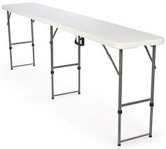 Uline stocks a wide selection of folding tables and folding chairs. Tall Narrow Folding Table 8 5 Ft Wide 17 75 Deep