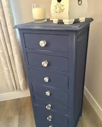 A Repainted Old Chest Of Drawers Upcycled By Dawn Caverns Using Chalky Finish In Ink Blue From Homebas Chalk Paint Furniture Blue Chalk Paint Chalk Paint Wax