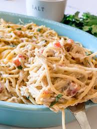 Mine is made from scratch and has a slightly different. Lightened Up Creamy Chicken Spaghetti Casserole Pound Dropper