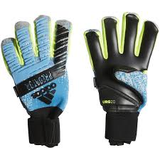 Adidas Predator Pro Fingersave Goalkeeper Gloves Bright Cyan Silver Metallic Solar Yellow Black