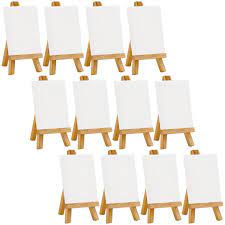 5 Mini Natural Easel 2 X3 Mini Canvas Complete Craft Painting Set Pack Of 12 Mini Canvas Painting Crafts Natural Wood Displays