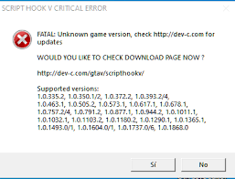 Script Hook V Critical Error Unmatched Game Version Please Help Gta5 Mods Com Forums