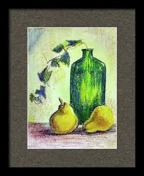 buy green bottle still life oil pastel painting 12 x 9 pastel drawing by art by aashaa stilllife oil pastel paintings oil pastel abstract flower painting