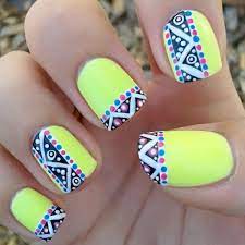 Neon Aztec Nails Unas Pinterest Unas Amarillas Disenos De Unas Y Tribales
