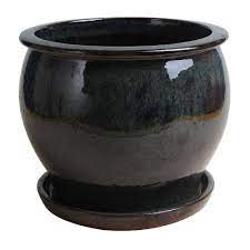 Plain ceramic round planter, for exterior decor, 15 inch. Trendspot 12 Inch Shaped Ceramic Planter Green The Home Depot Canada