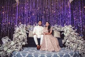 A Breathtaking Evening Engagement With A Splash Of Glitter Engagement Stage Decoration Wedding Stage Design Indian Wedding Inspiration